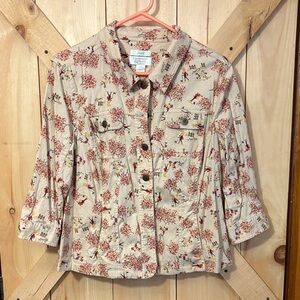 Christopher & Banks Beige Floral Jacket - Petite XL